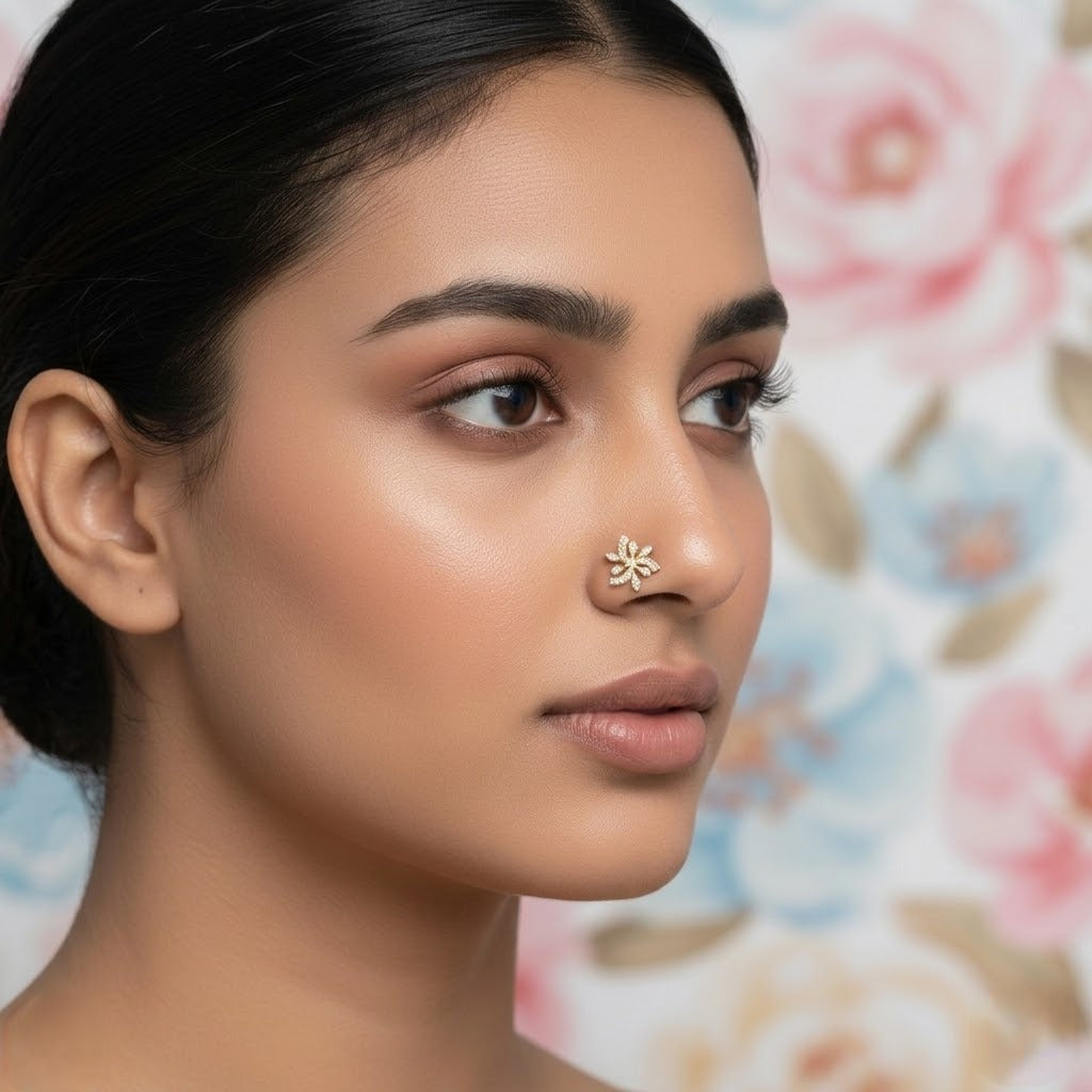 Radiant Petal Burst Nose Pin
