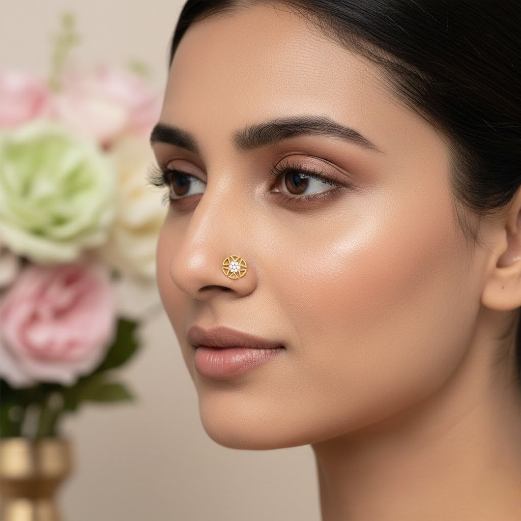Mandala Wheel Floral Nose Pin