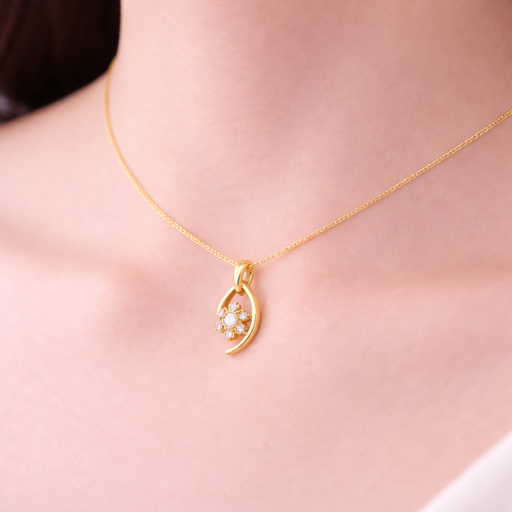 Radiant Star Orbit Diamond Pendant