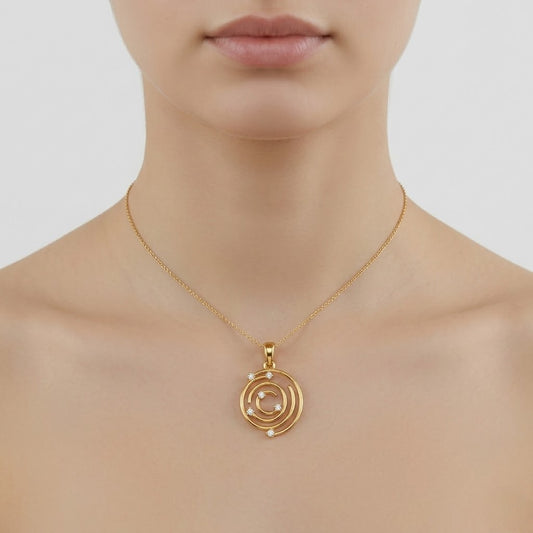 Celestial Spiral Glow Diamond Gold Pendant