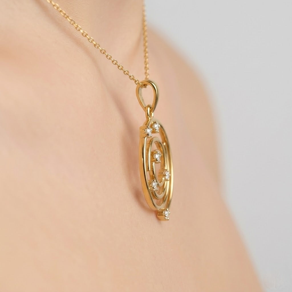 Celestial Spiral Glow Diamond Gold Pendant
