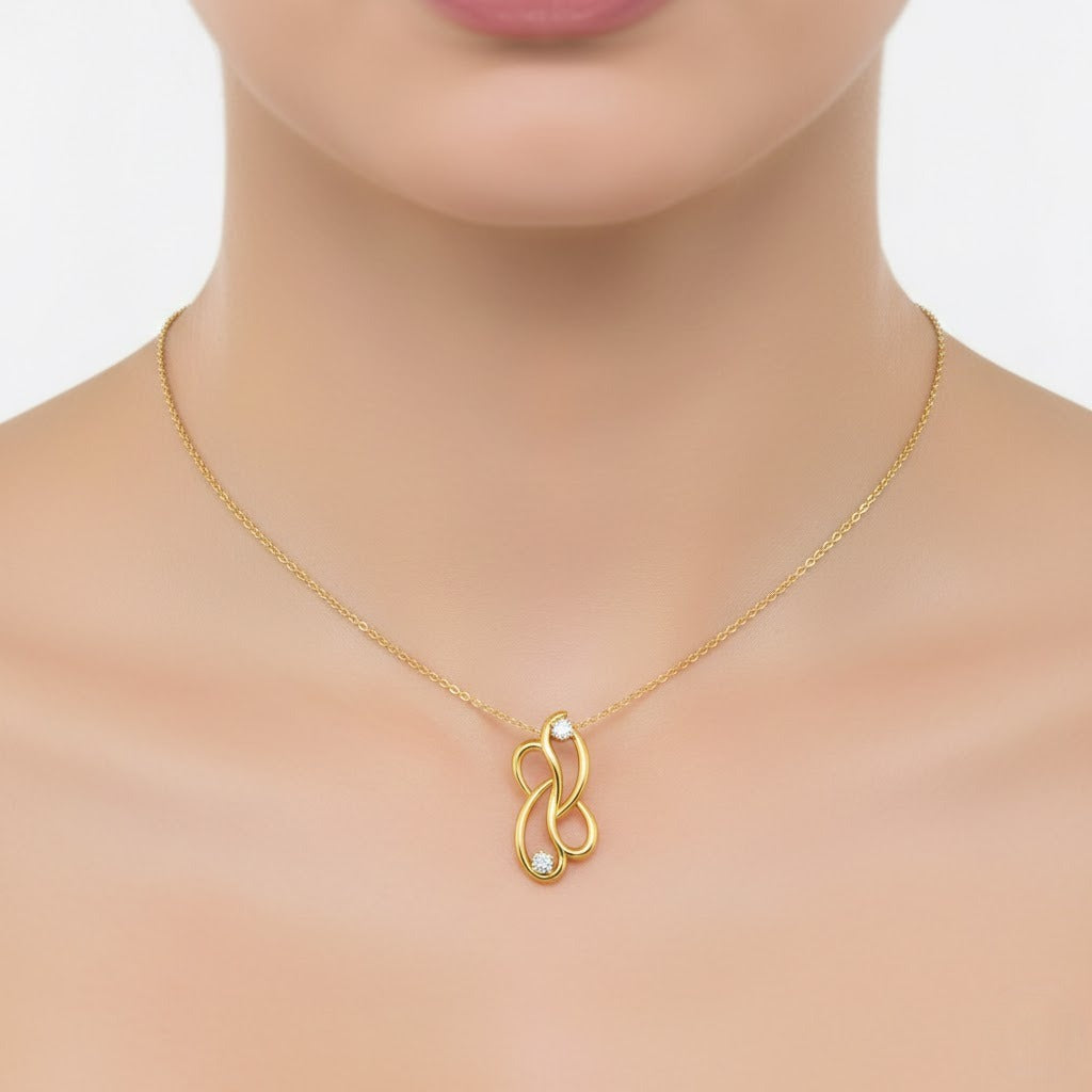 Interlaced Loops Sparkle Diamond Gold Pendant