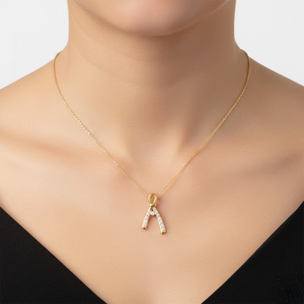 Ribbon Glow Diamond Gold Pendant