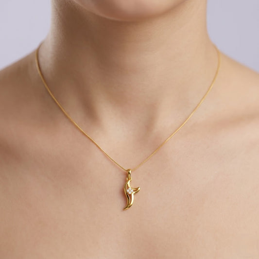 Floral curve accent diamond gold pendant