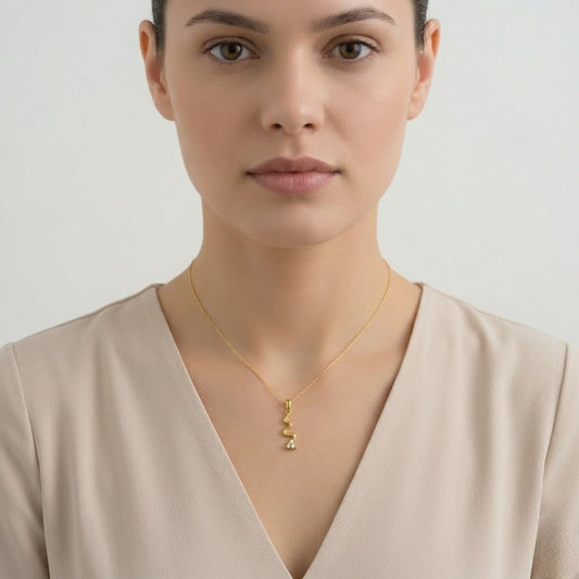 Fluid Wave Drop Diamond Gold Pendant