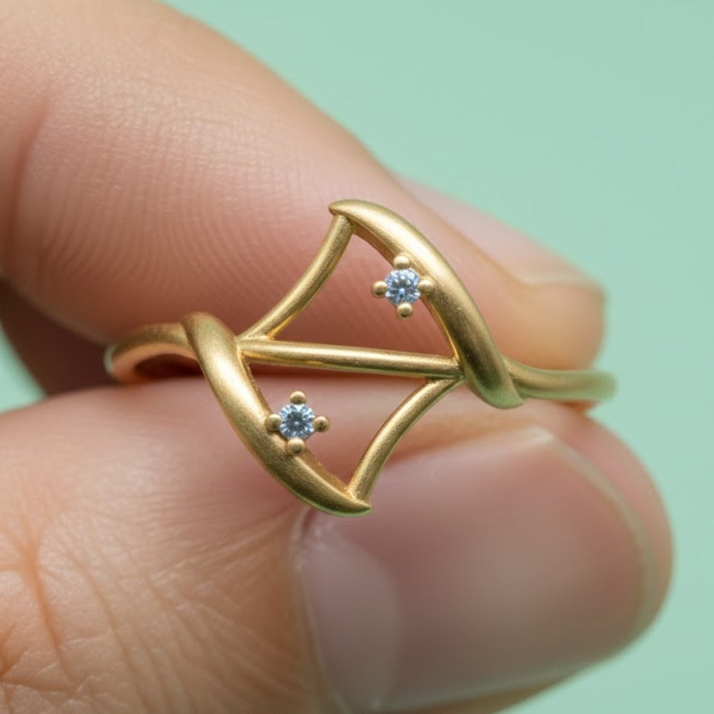 Twin Crossover Sparkle Ring