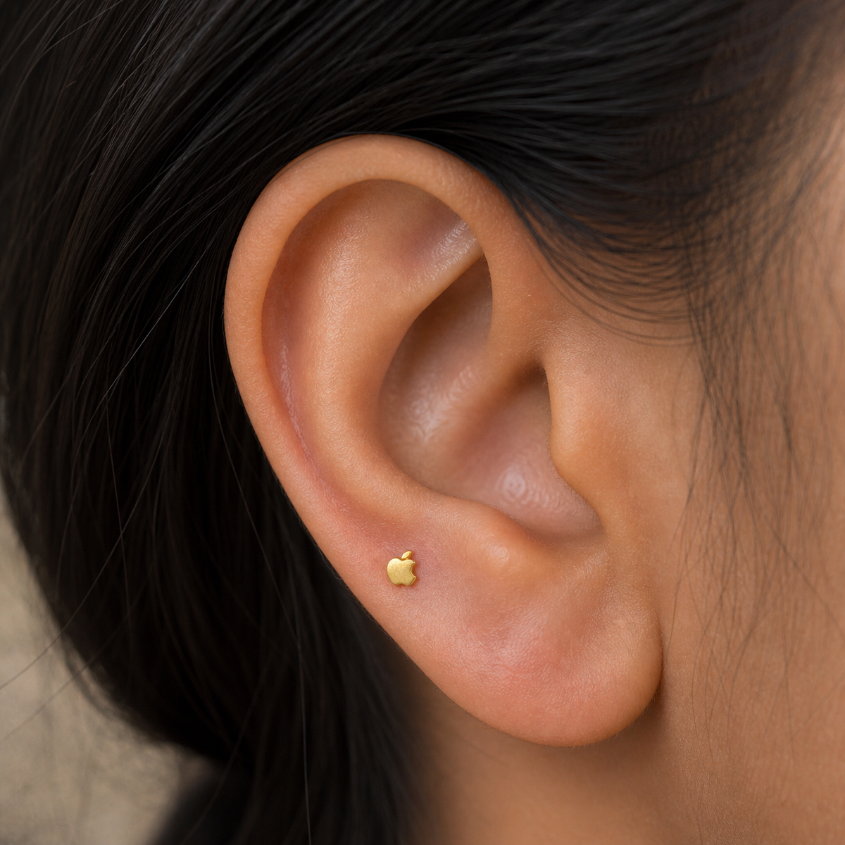 9K Gold Apple Bite Second Stud Earrings