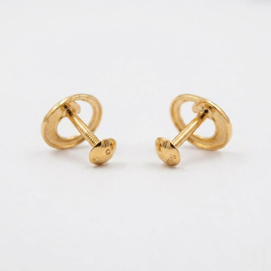 9K Gold Spiral Wave Second Stud Earrings