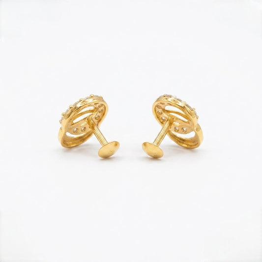 9K Gold Sparkling Orbit Second Stud Earrings