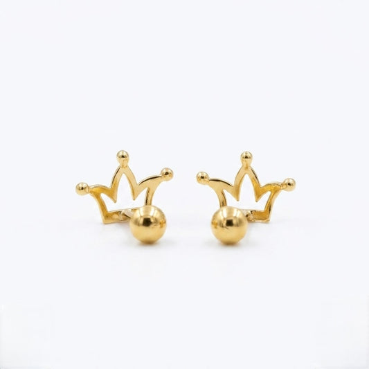9K Gold Royal Crown Second Stud Earrings