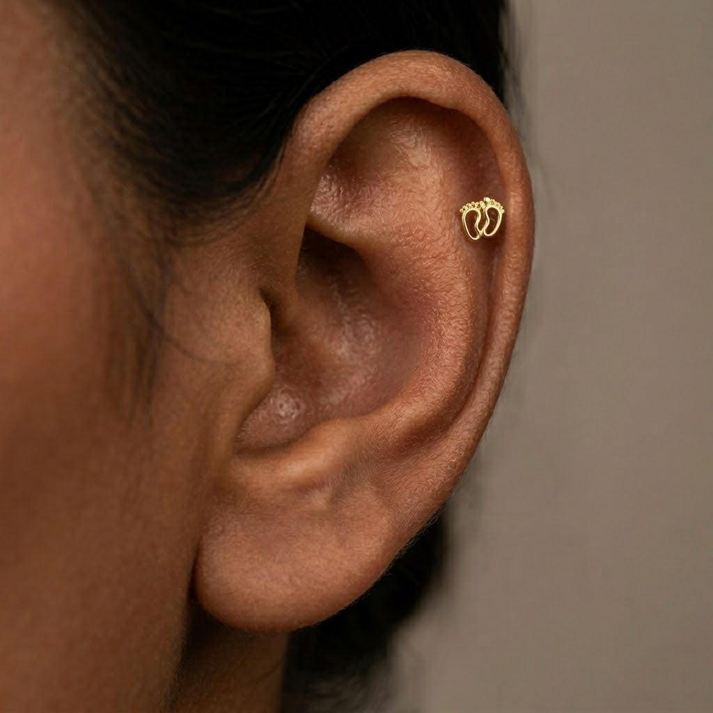 9K Gold Baby Feet Second Stud Earrings