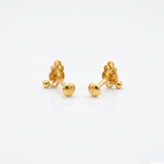 9K Gold Traditional Jhumki Drop Second Stud Earrings