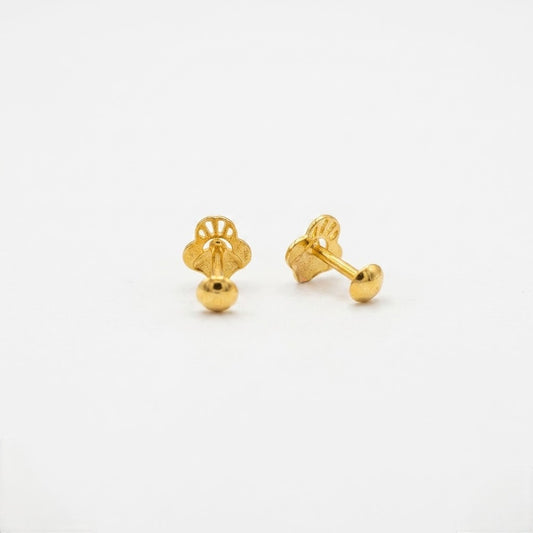 9K Gold Peacock Fan Second Stud Earrings
