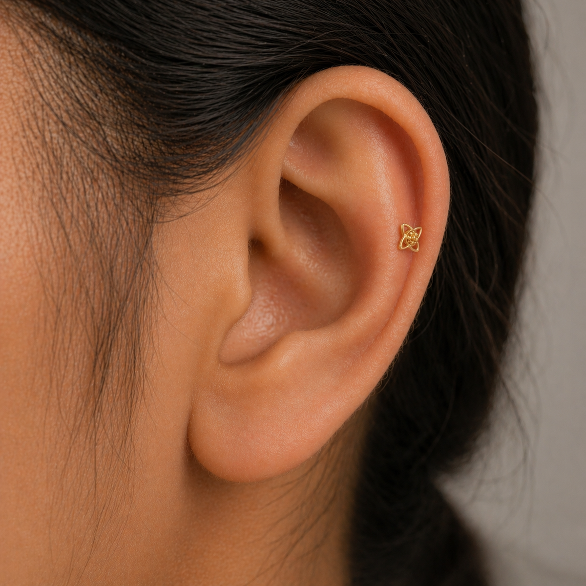 9K Gold Orbital Bloom Second Stud Earrings