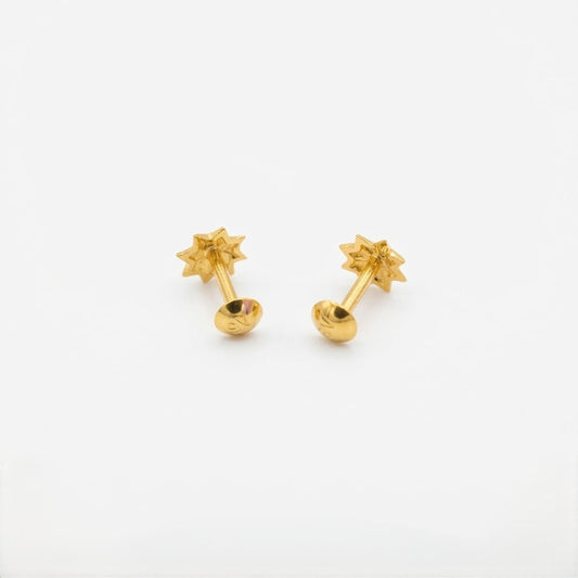 9K Gold Royal Starburst Second Stud Earrings