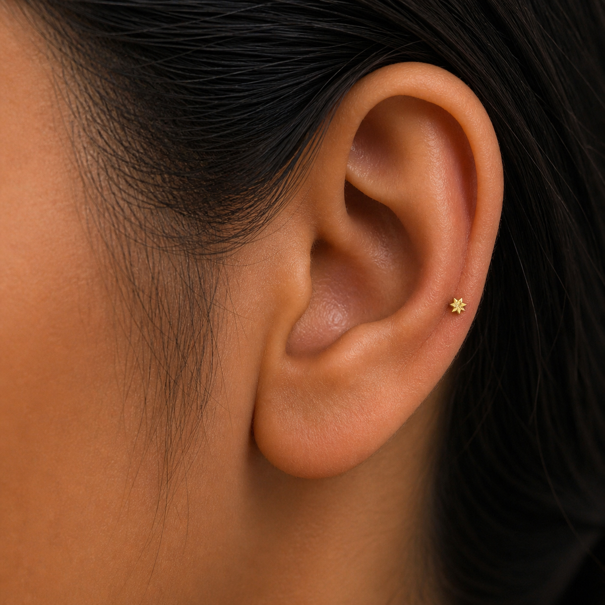 9K Gold Royal Starburst Second Stud Earrings