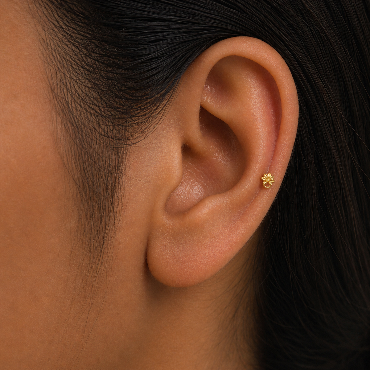9K Gold Daisy Loop Second Stud Earrings