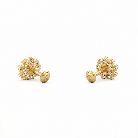 9K Gold Cluster Bloom Second Stud Earrings