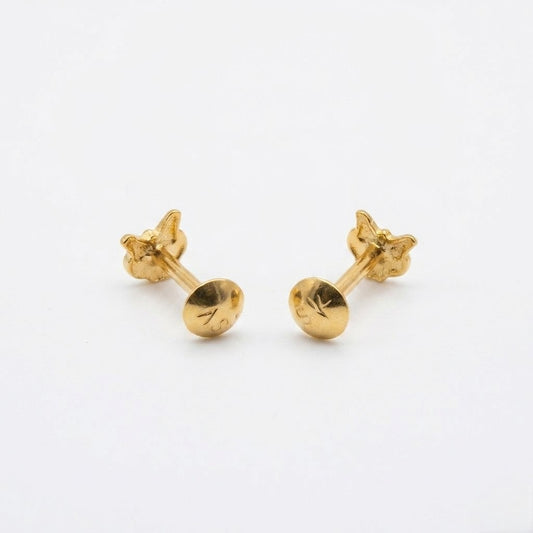 9K Gold Bow Heart Second Stud Earrings