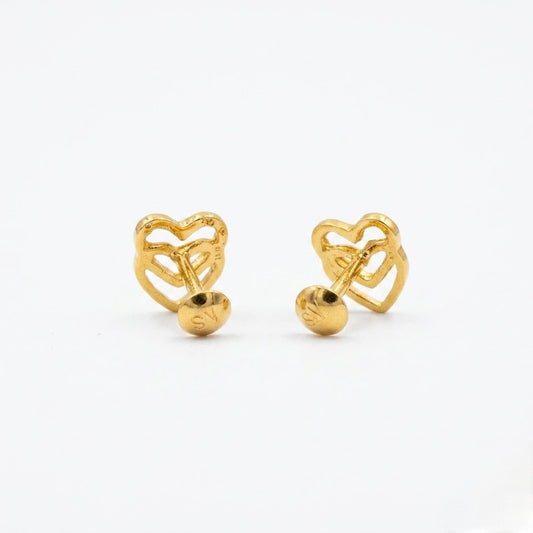 9K Gold Layered Love Second Stud Earrings