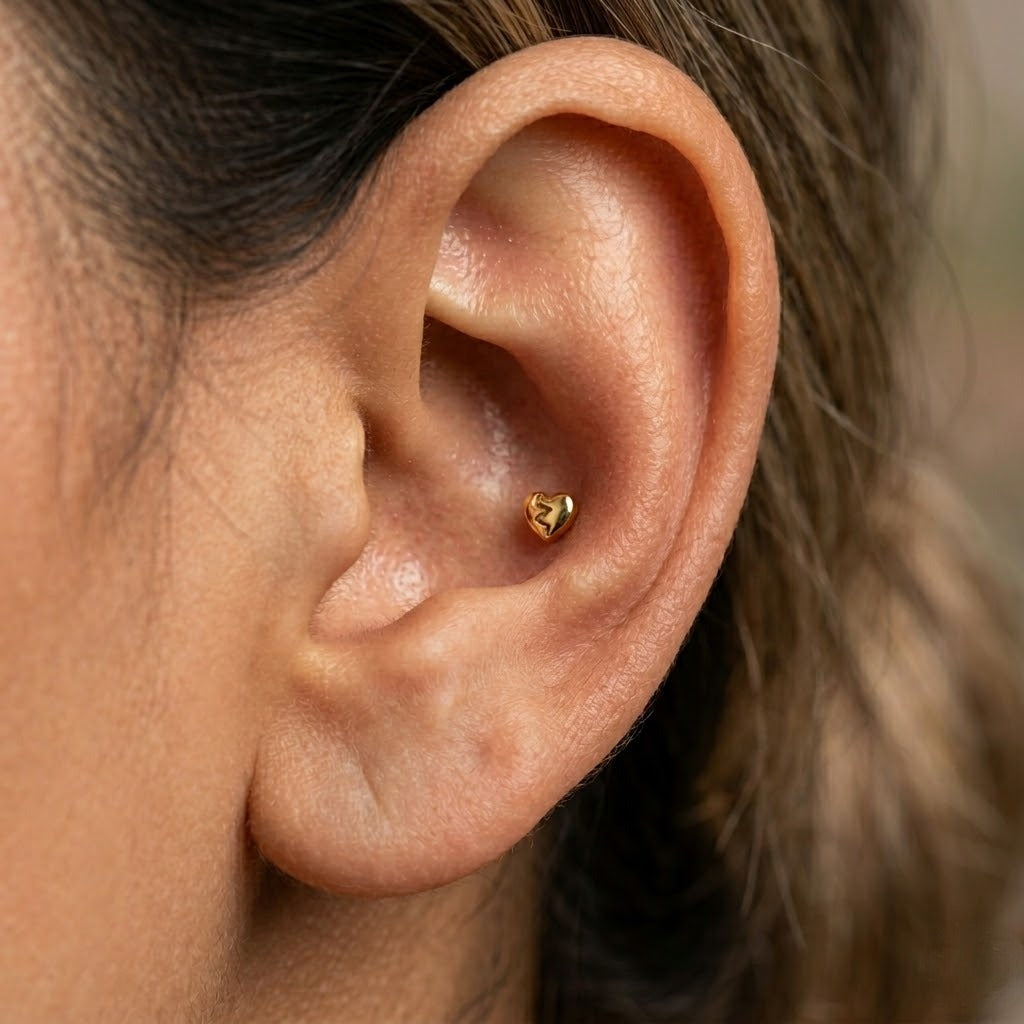 9K Gold Broken Heart Second Stud Earrings