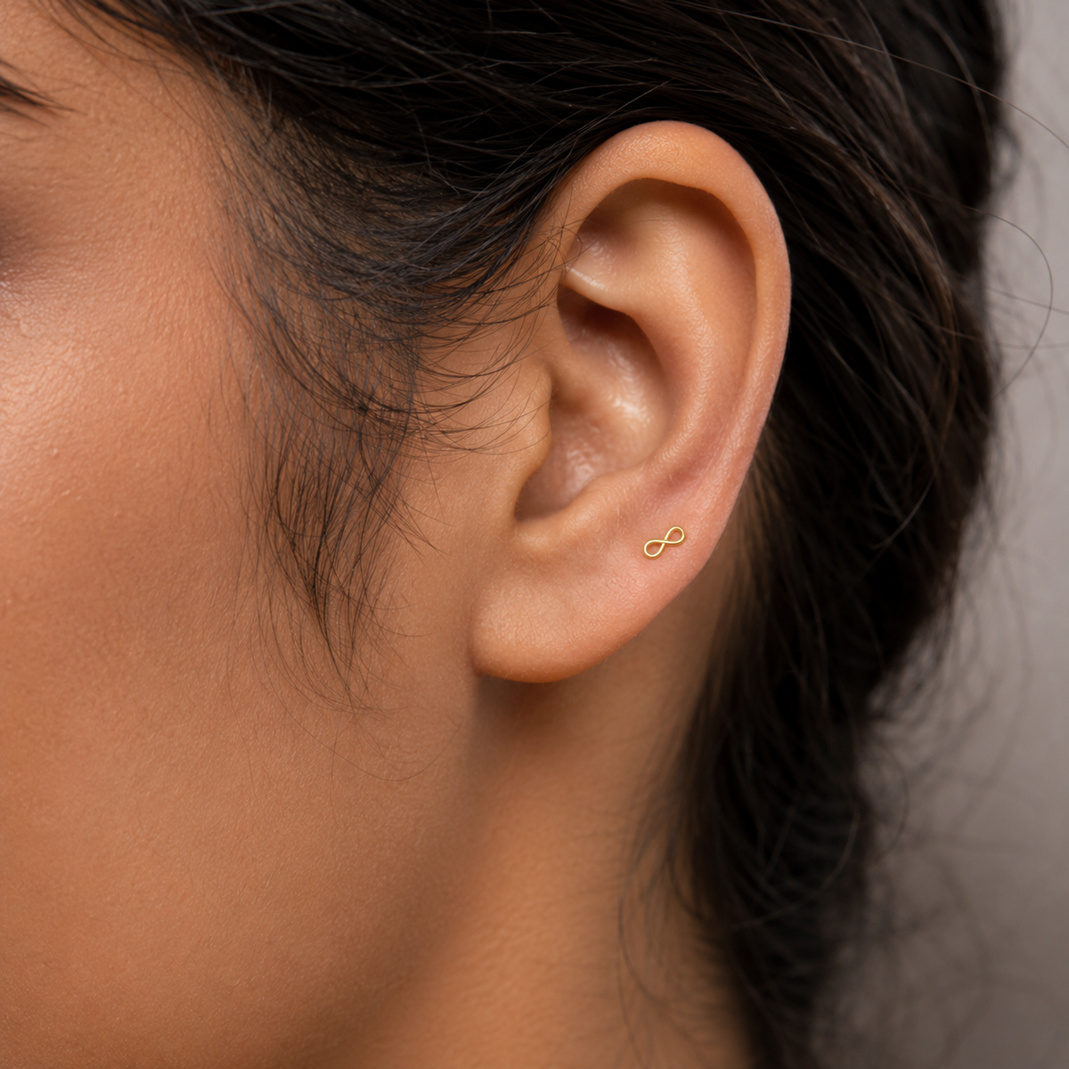 9K Gold Mini Infinity Second Stud Earrings