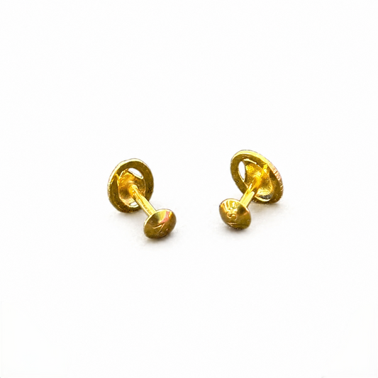 9K Gold Oval Leaf Drop Second Stud Earrings