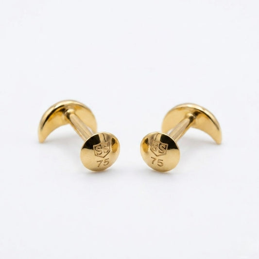 9K Gold Mini Crescent Moon Second Stud Earrings