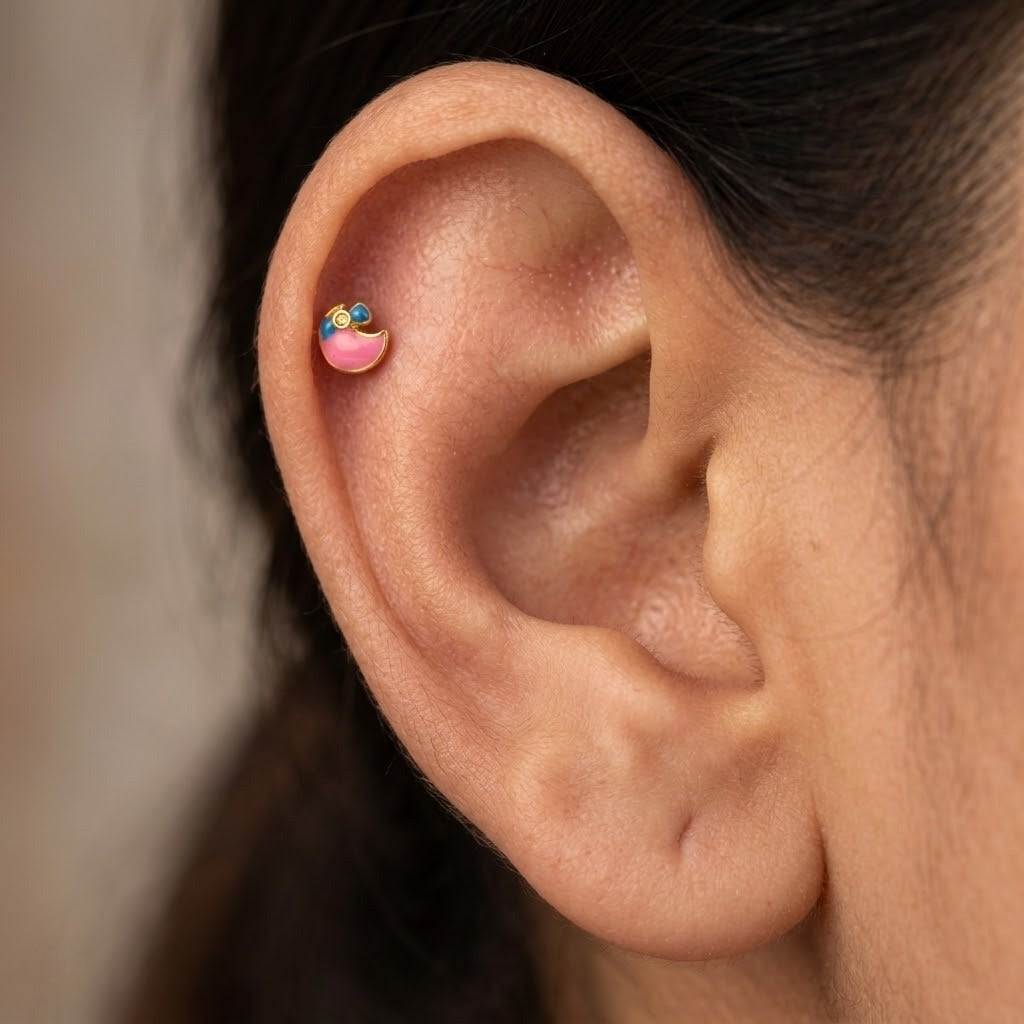 9K Gold Candy Moon Second Stud Earrings