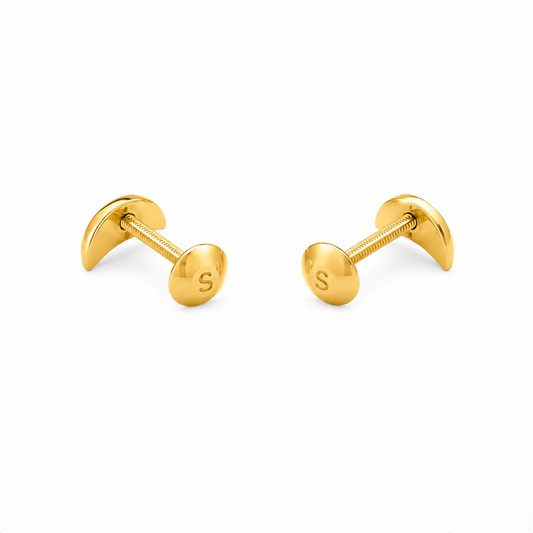 9K Gold Crescent Moon Stud Earrings