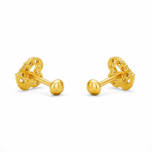 9K Gold Black Stone Matt Second Stud Earrings