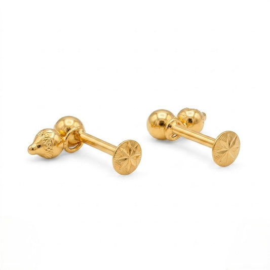 9K Gold Twin Solitaire Drop Second Stud Earrings