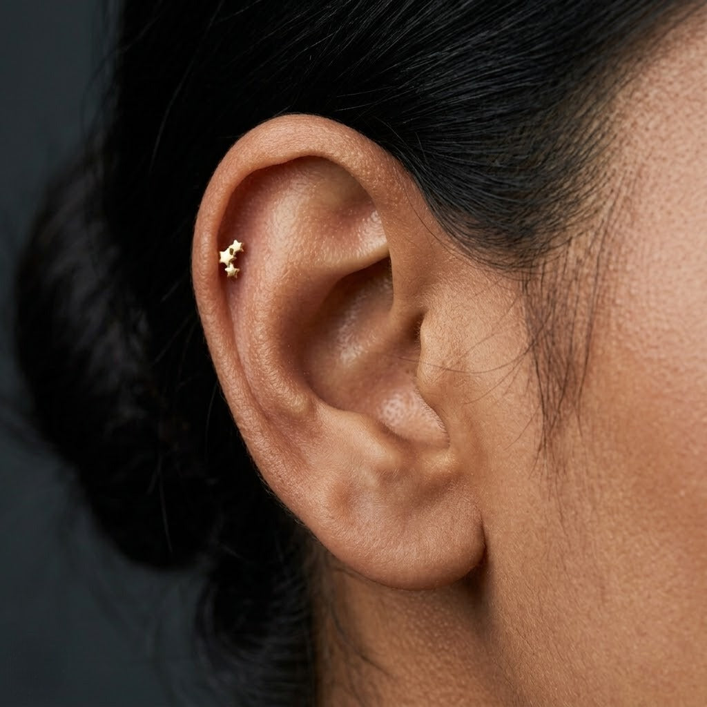 9K Gold Shooting Star Second Stud Earrings