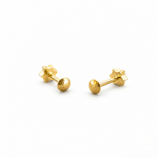9K Gold Amethyst Starburst Second Stud Earrings