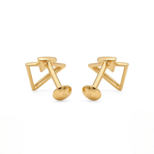 9K Gold Geo Pyramid Second Stud Earrings