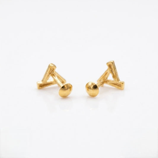 9K Gold Sleek Alpha Triangle Second Stud Earrings