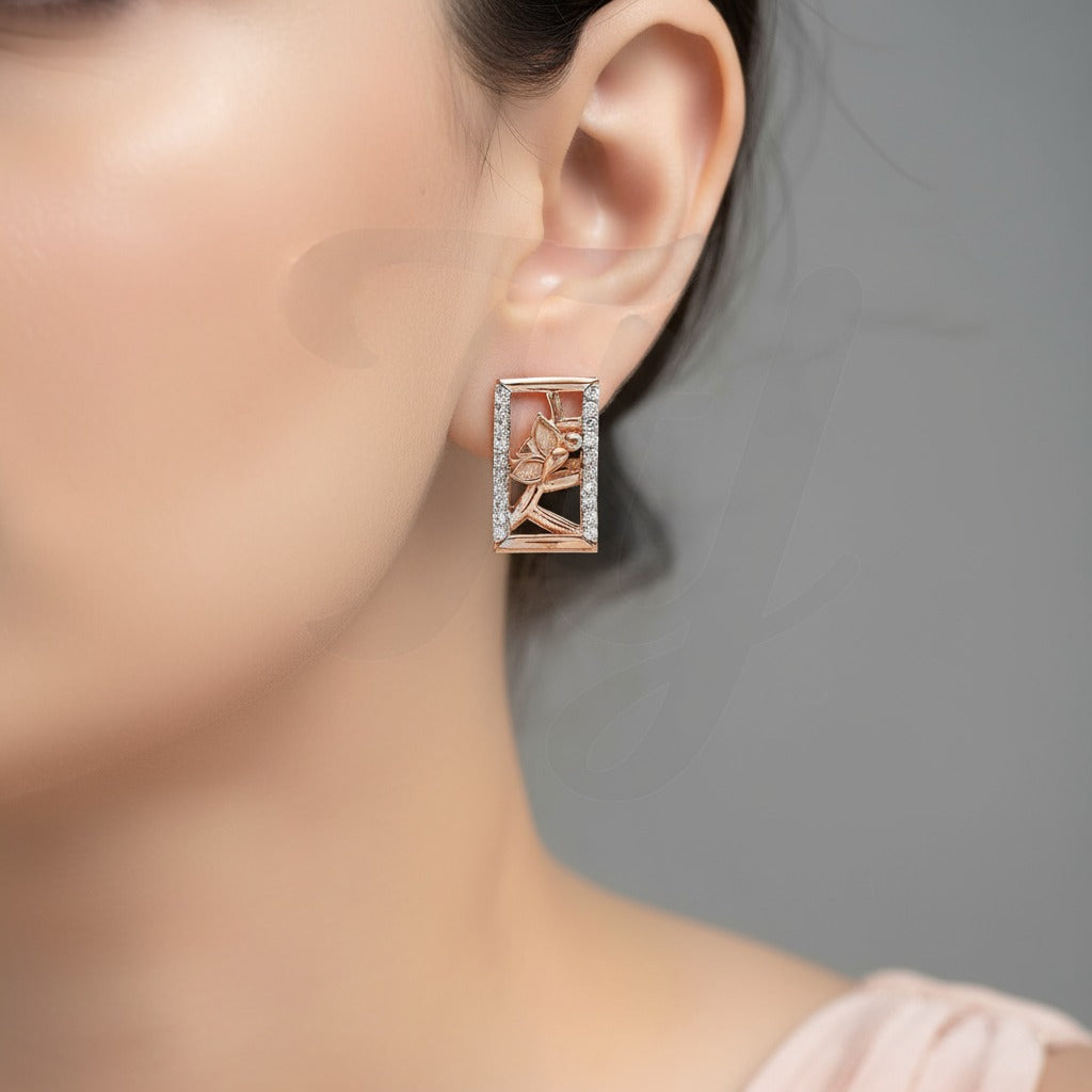 Rectangle Butterfly Gold Earrings