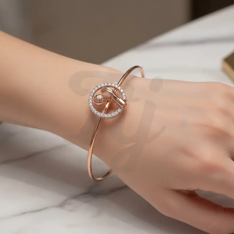 World in Hands Gold Bangle