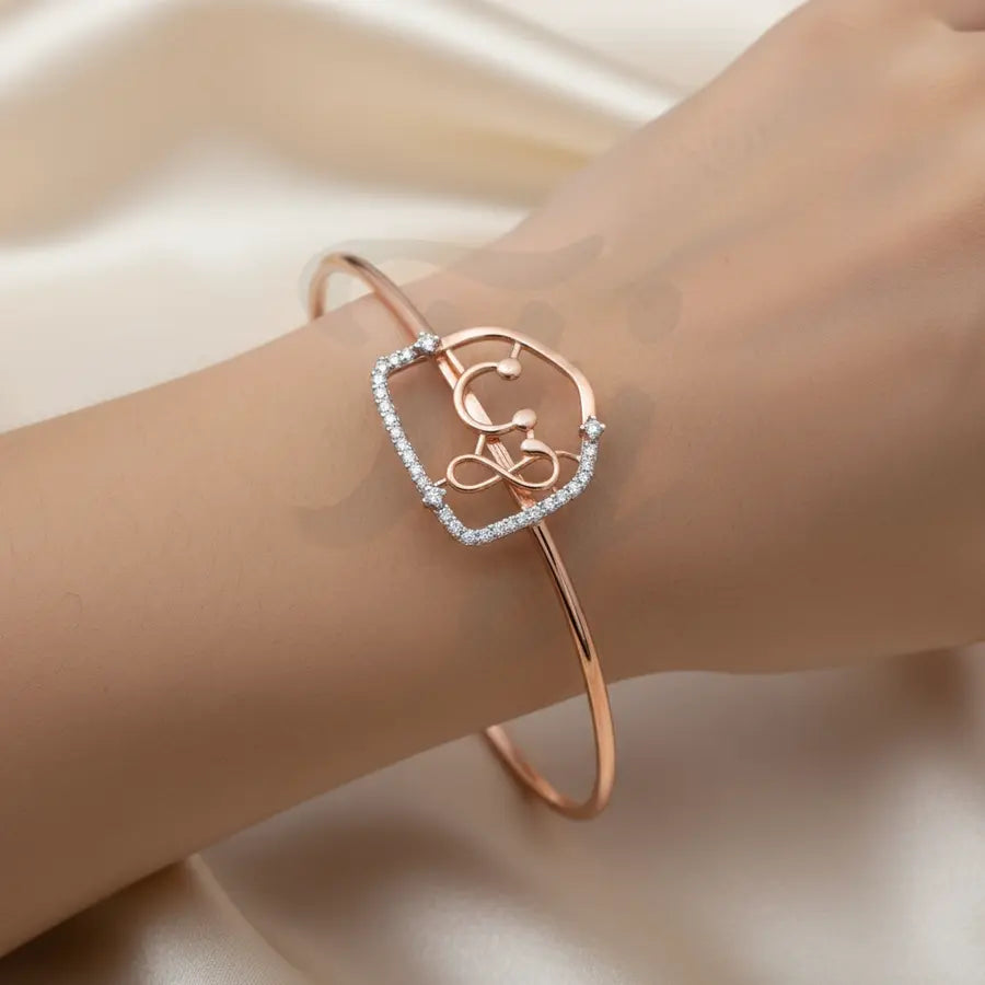 Sound Waves Beats Gold Bangle