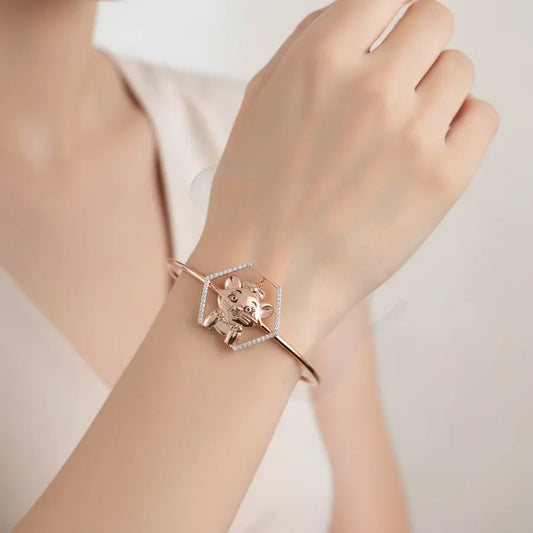 Adorable Cat Delight Gold Bangle