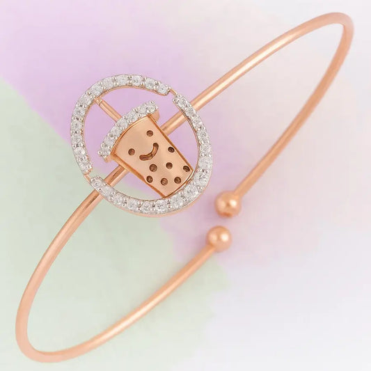 Trendy Boba Delight Gold Bangle