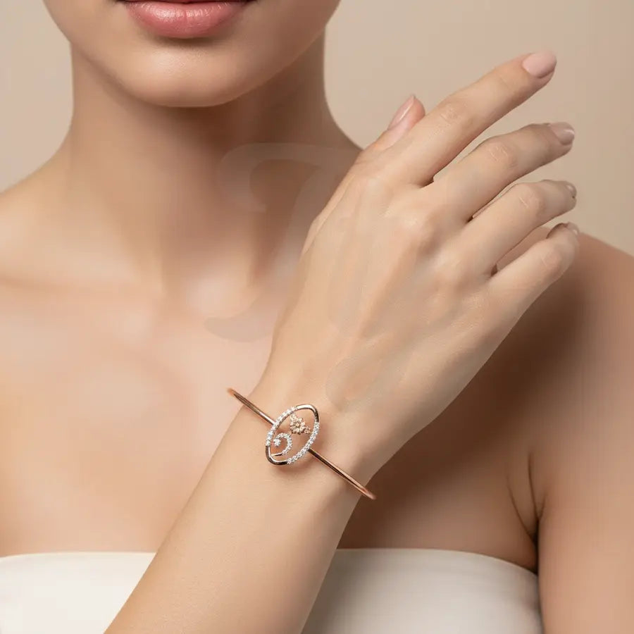Flowing Floral Arc Gold Bangle