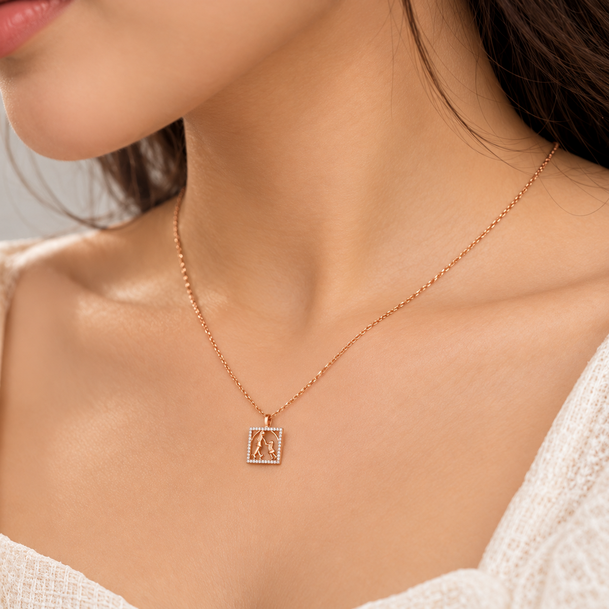 Holding Mom's Hand Gold Chain and Pendant