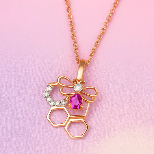 Violet Bee Gold Chain and Pendant