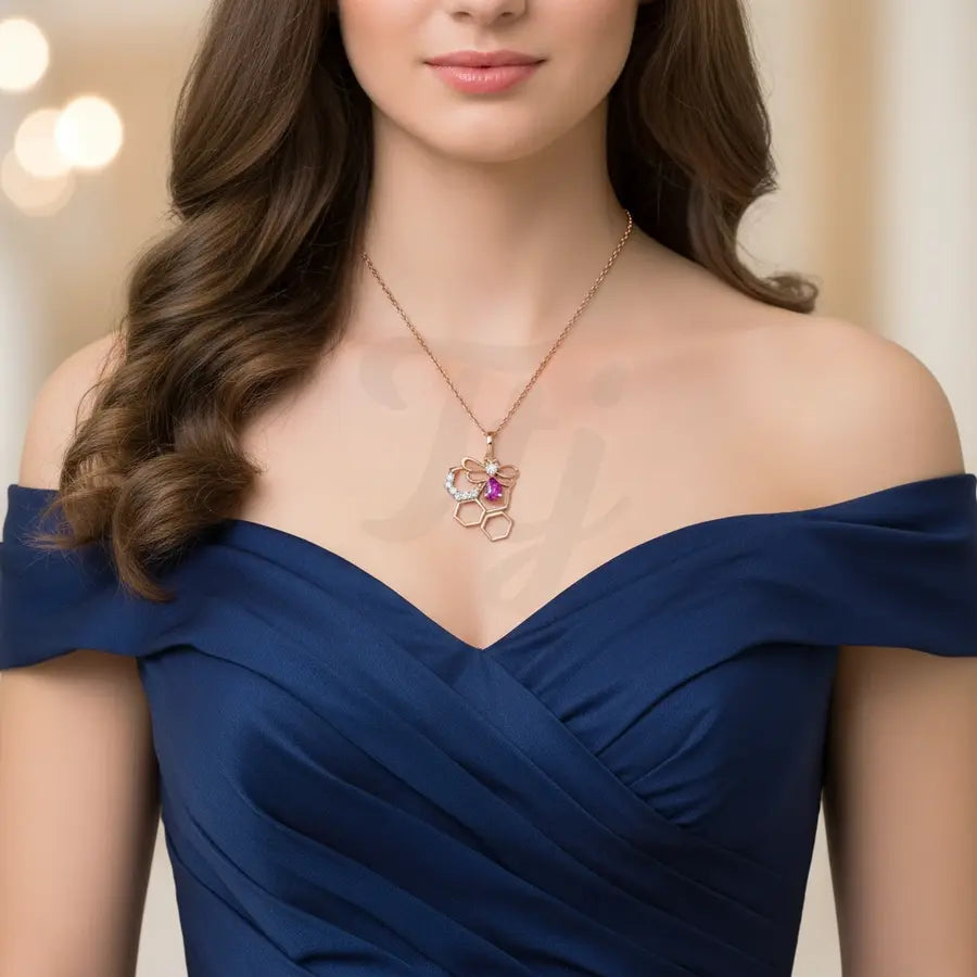 Violet Bee Gold Chain and Pendant