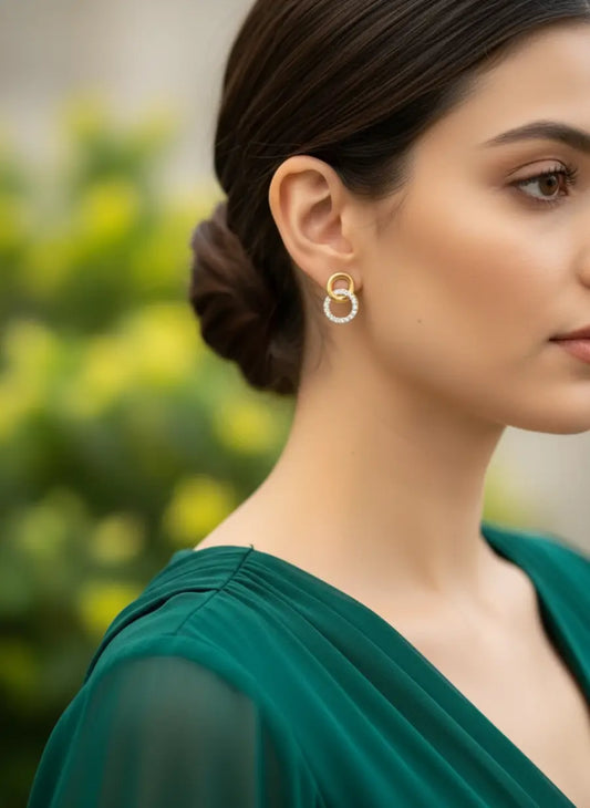 Dual Circle Harmony Gold Earrings