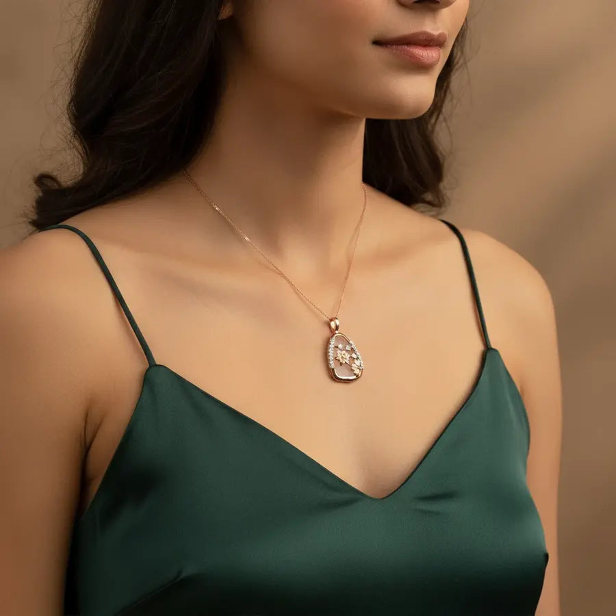 Double Bloom Gold Pendant