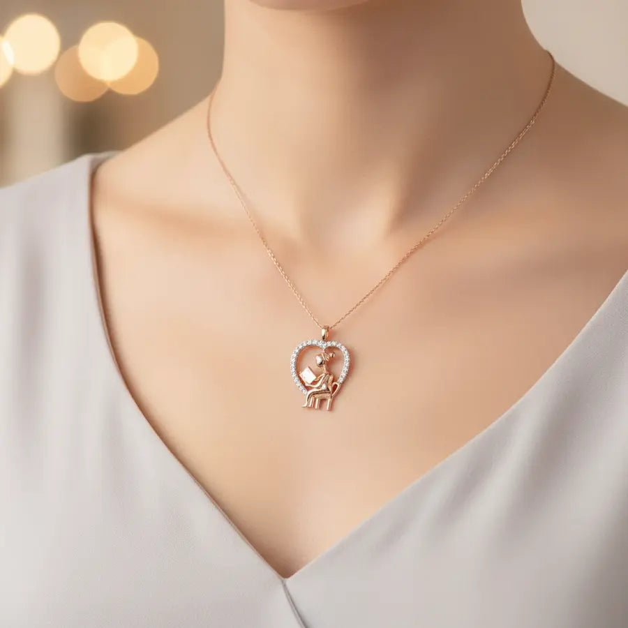 Book Lover Gold Pendant