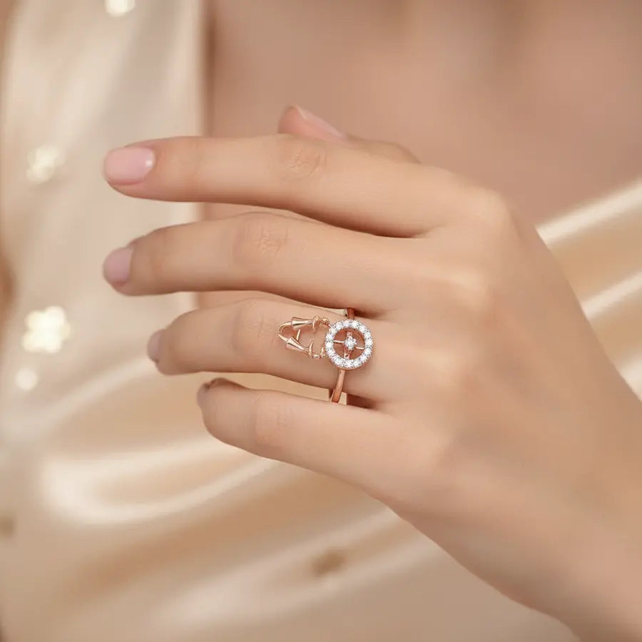 Hands and circle Gold Ring