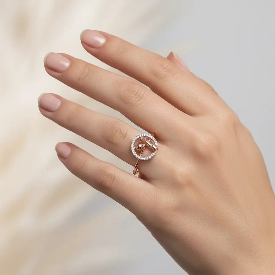 Hand and Globe Gold Ring